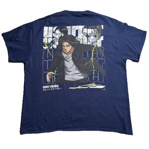 Attack on Titan Eren Yeager T Shirt Men XL Navy Anime Graphic AOT Manga